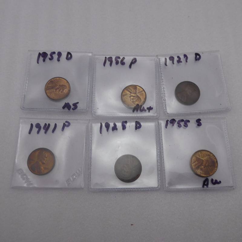 lot 98 image: Lot of Six Graded Lincoln Cents