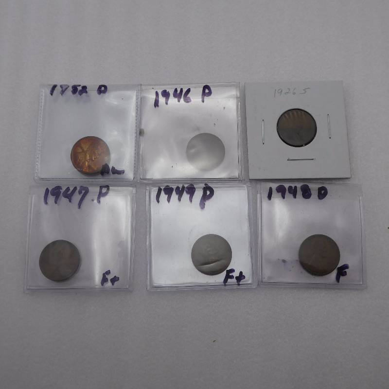 lot 99 image: Lot of Six Graded Lincoln Cents