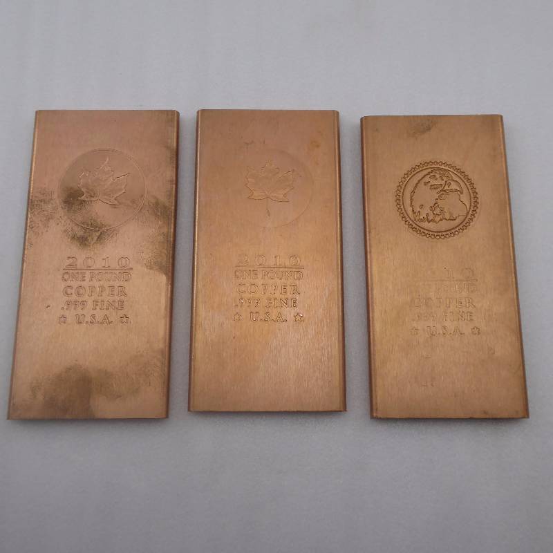 lot 101 image: Lot of Three .999 Fine One Pound Copper Bars