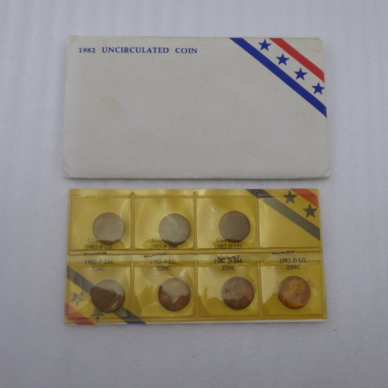 lot 139 image: 1982 P&D Uncirculated Lincoln Cents All 7 Varieties