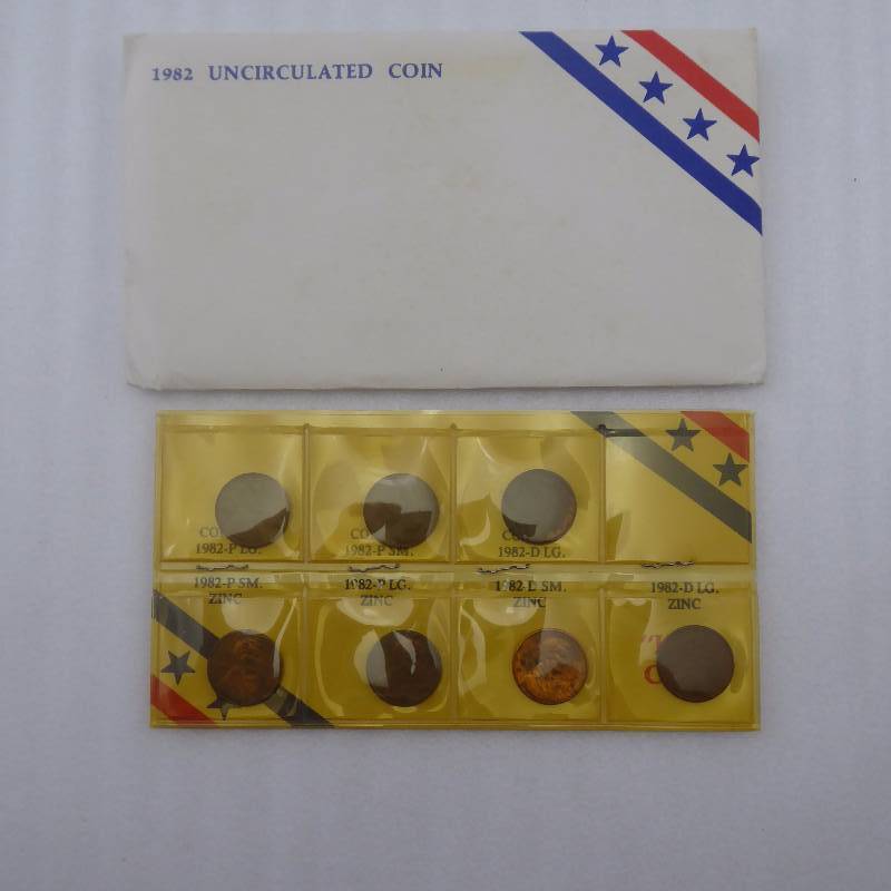 lot 140 image: 1982 P&D Uncirculated Lincoln Cents All 7 Varieties