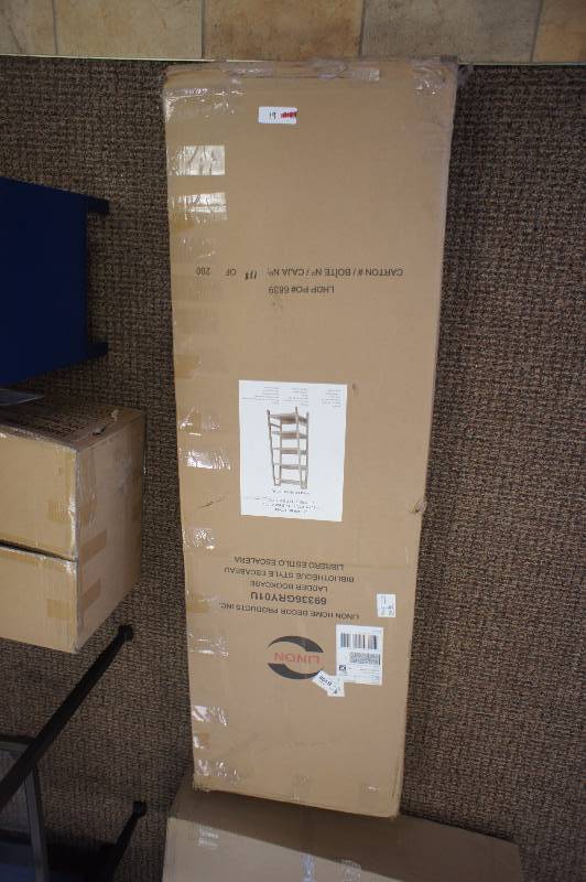 lot 61 image: In Box 5 Shelf Bookcase Gray - Linon Home Decor