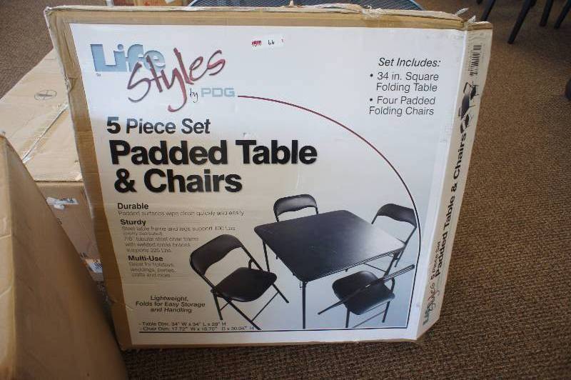 lot 66 image: In (Damaged) box 5 Piece Folding Chair and Table Set Black - Plastic Dev Group