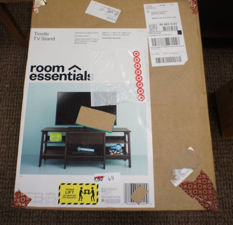 lot 69 image: In Box Trestle Entertainment Credenza Espresso - Room Essentials