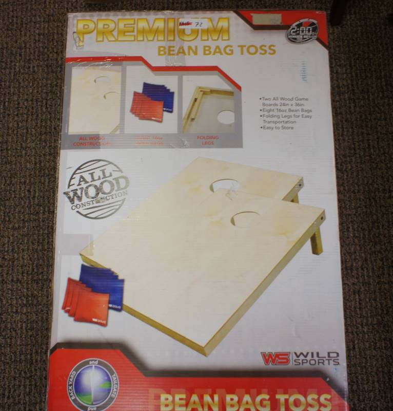 lot 72 image: In box Wild Sports Platinum Wooden Cornhole Bag Toss Set - 2x3 ft