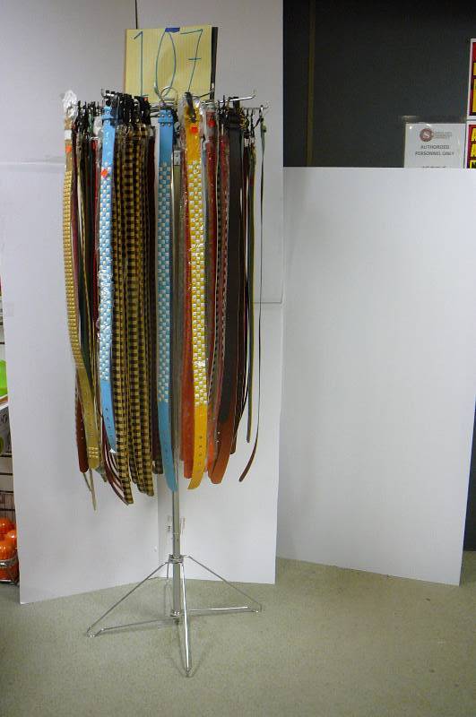 lot 107 image: Belts with rack approx. 50 items