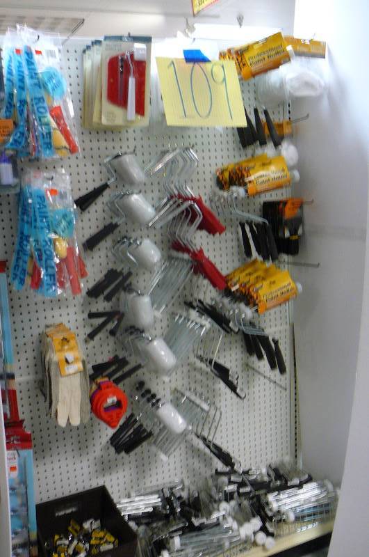 lot 109 image: Small rollers. Large paint rollers. Filter masks, Sockets. Tool racks