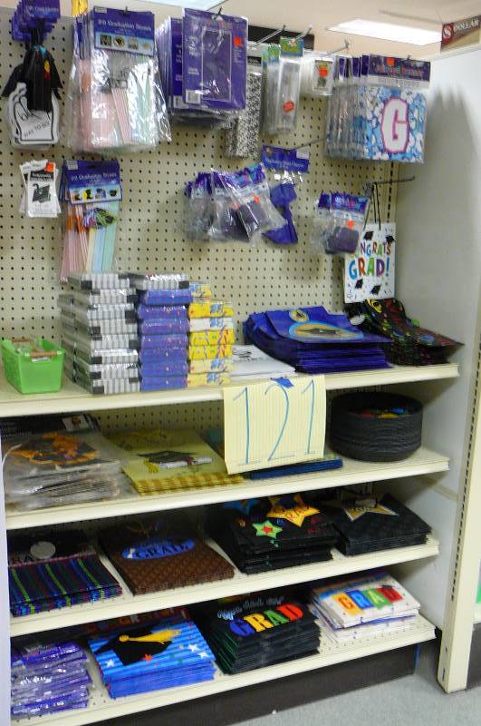 lot 121 image: Graduation lot. gift bags, Door sign, Grad Banner, Grad Straws