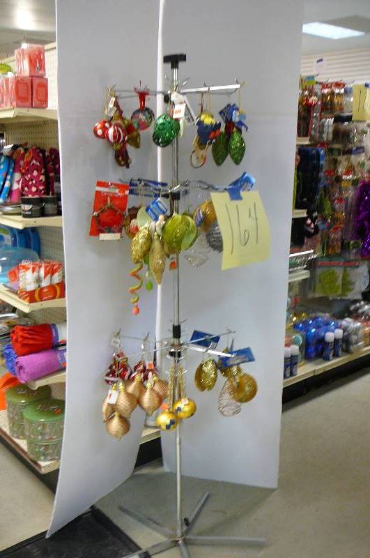 lot 164 image: Xmas Ornament lot, Misc. Ornaments, Spinner rack included