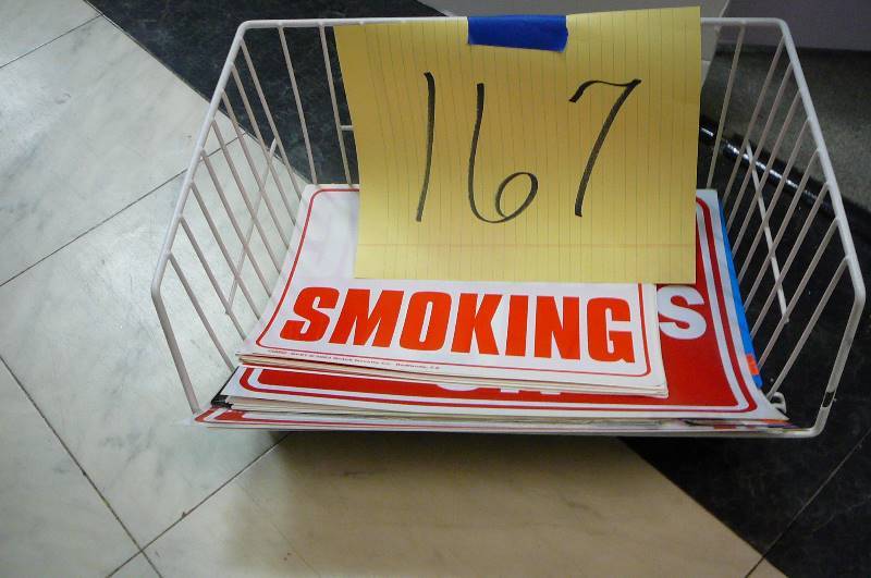 lot 167 image: Misc. Signs 60 plus with basket