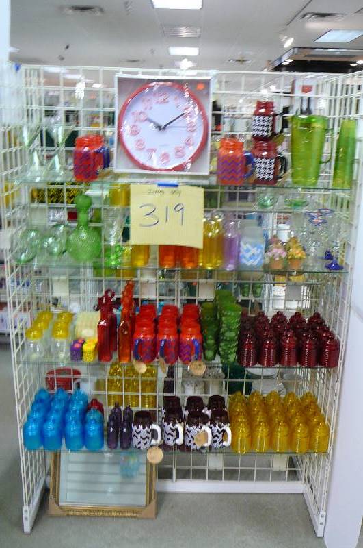 lot 319 image: Canisters, Mason Jars, Vases, Decanter, Coasters
