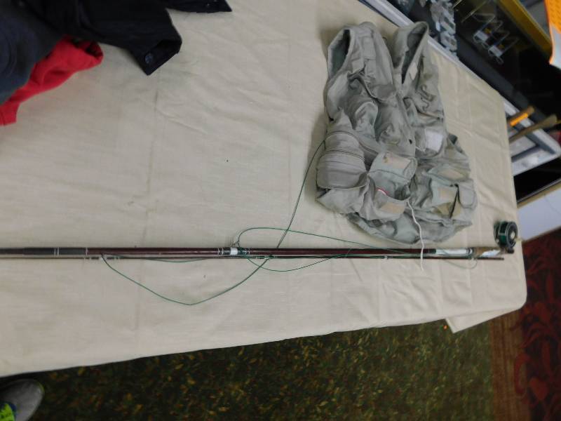 lot 136 image: FLY FISHING ROD, VEST AND LURE