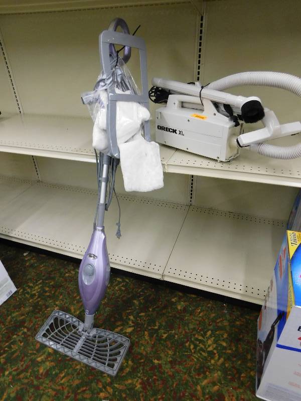 lot 27 image: SHARK STEAM MOP AND ORECK XL VACUUM