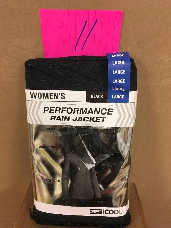 lot 11 image: 32 Degree Womens Rain Jacket Coat Weatherproof Black - Size L open box never used