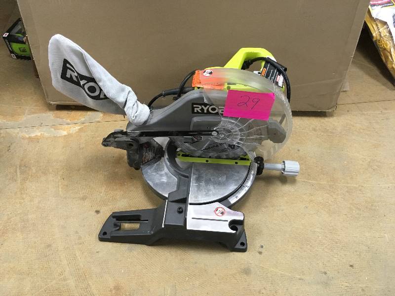 lot 29 image: Ryobi 14-Amp 10 in. Compound Miter Saw  in working conditions