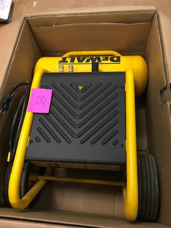 lot 33 image: DeWalt D55146 1.6 HP 4.5 Gallon Oil-Free Wheeled Portable Air Compressor kin like New working conditions