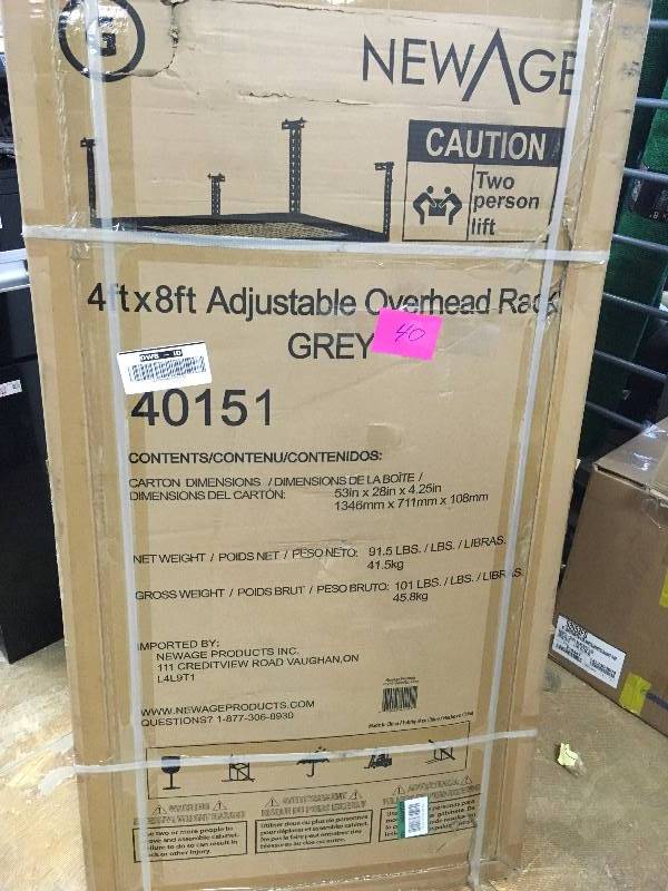 lot 40 image: NewAge Products Adjustable Width Ceiling Storage Rack New