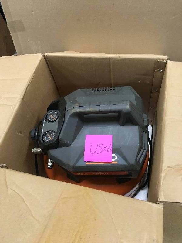lot 64 image: USED - Ridgid 6 Gallon Portable Electric Pancake Compressor in working conditions