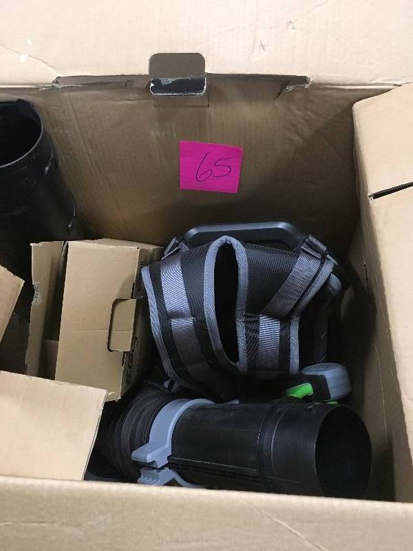 lot 65 image: EGO 145 MPH 600 CFM 56-Volt Lithium-Ion Cordless Backpack Blower with 5.0Ah Battery and Charger included in working conditions