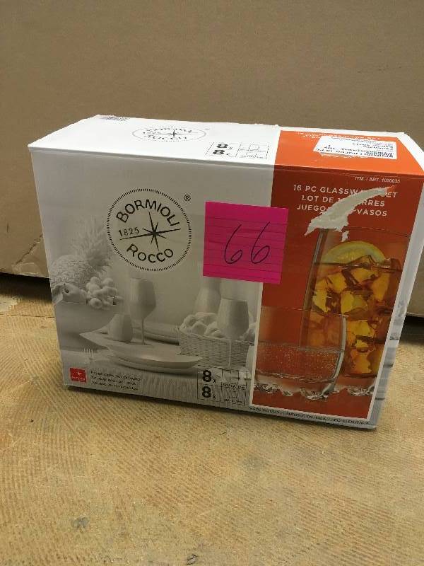 lot 66 image: Bormloli Rocco Galassia 16 -piece Glassware Set New