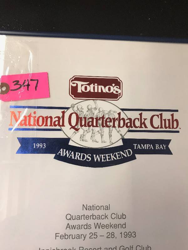 NATIONAL QUARTERBACK CLUB CERTIFICATE