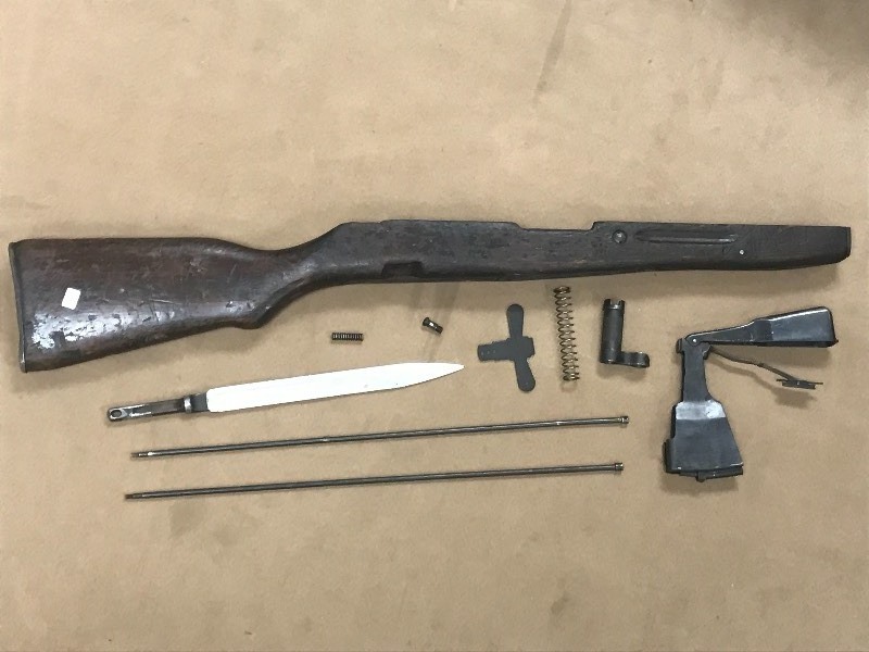 lot 16 image: Original Wooden Stock & Firearm Par...