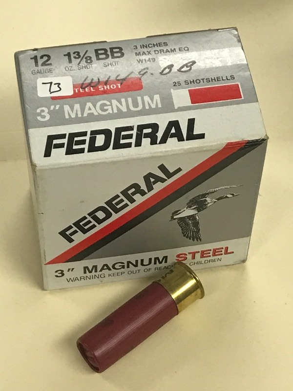 lot 73 image: (1) 25-Round Box Of Federal Steel S...