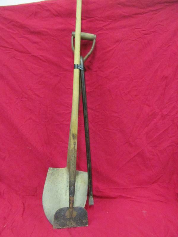 lot 28 image: spade, hoe, crowbar