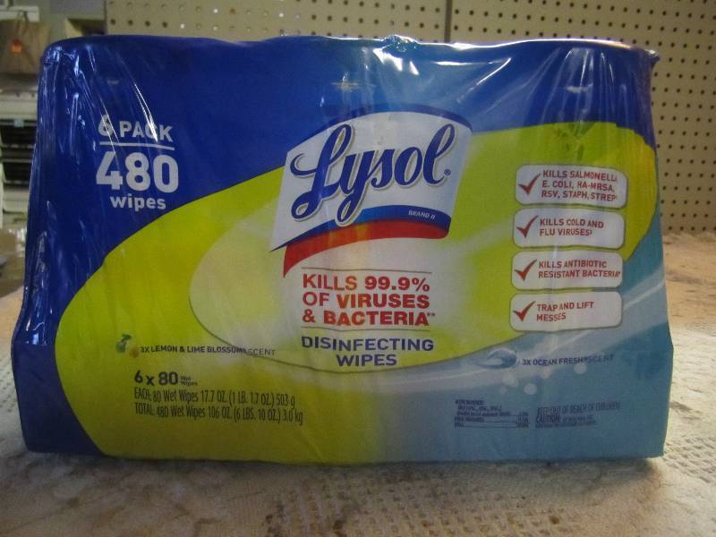 Pack of 6 Lysol Wet Wipes 480 wipes...