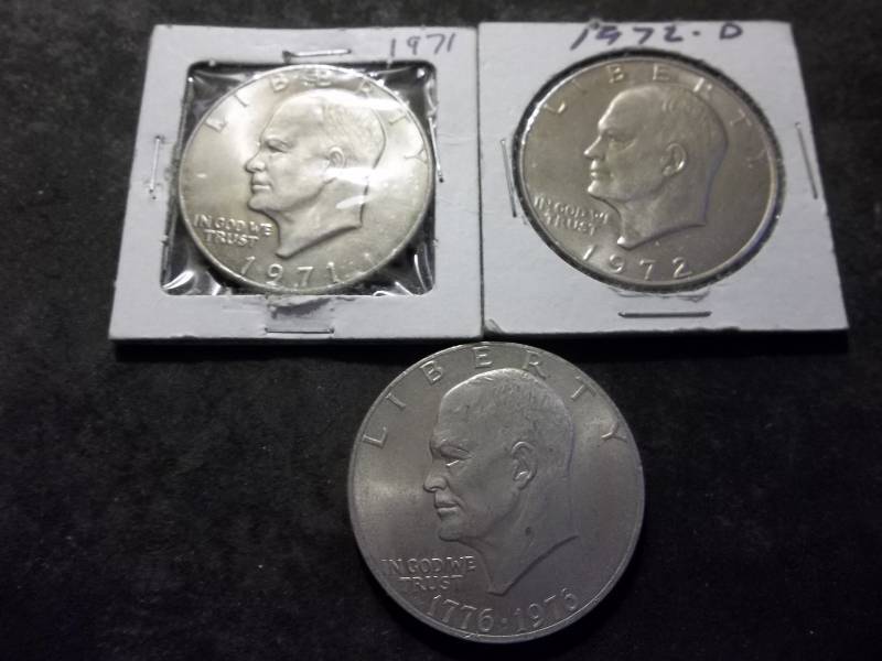 1971, 1972 D & 1976 Ike Dollars