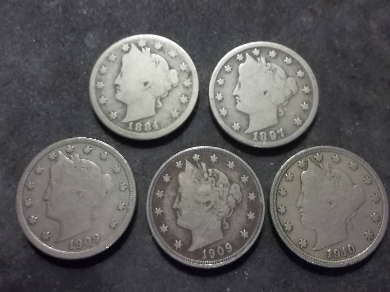 5-V-Nickels 1884 (Key), 1897, 1909, 1909, 1910