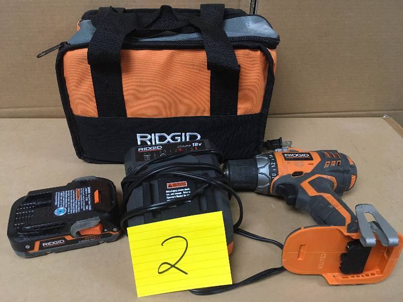 lot 2 image: Ridgid R86008 12 in. 18 Volt Lithium-Ion Cordless Drill Driver - open box in like new condition