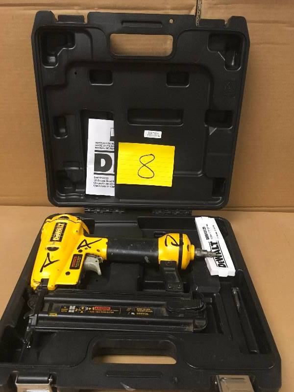 lot 8 image: DeWalt DWFP12233 18 Gauge Precision Point Brad Nailer - open box in like new condition