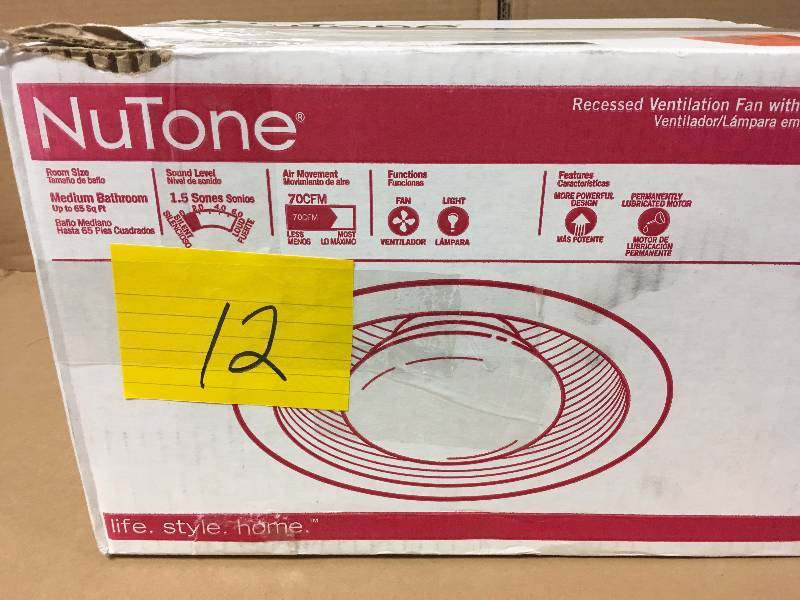 lot 12 image: Nutone Recedded Ventilation Fan - Open Box