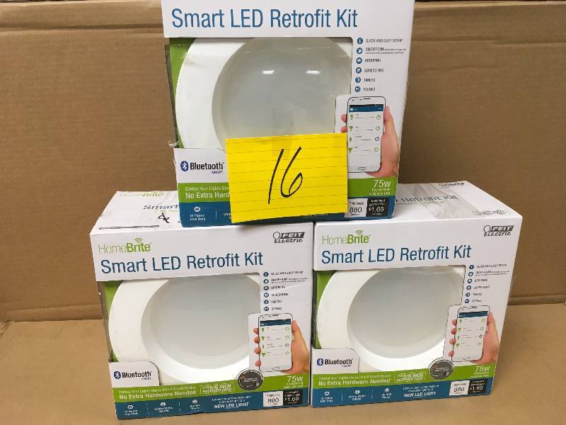lot 16 image: HomeBrite Smart LED Retrofi Kit - Lot of 3 - Open Box