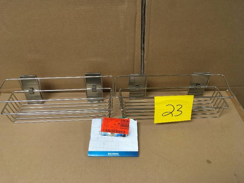 lot 23 image: Command Shower Caddy Satin Nickel, - Open Box