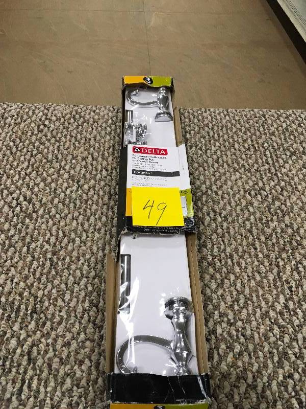 lot 49 image: Delta Portman 20 in. Handle with Knobs for Sliding Shower or Bathtub Door in Chrome, Polised Chrome - Open Box