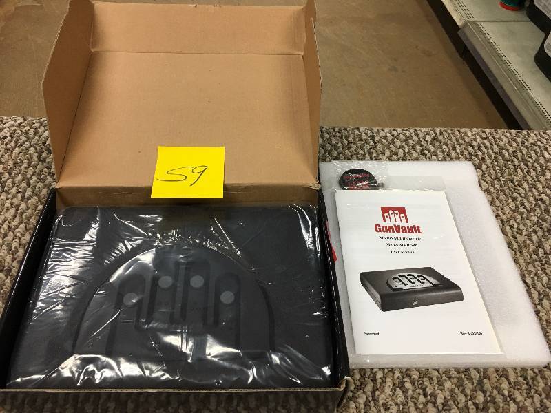 lot 59 image: GunVault MicroVault Biometric Personal Security Handgun Safe with Fingerprint Reader - Open Box