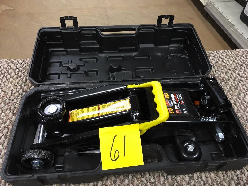 lot 61 image: Torin 2-Ton Hydraulic Trolley Jack with 360-Degree Rotation Handle in Case - Open Box