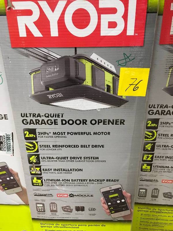 lot 76 image: Ryobi Ultra-Quiet Garage Door Opener - New
