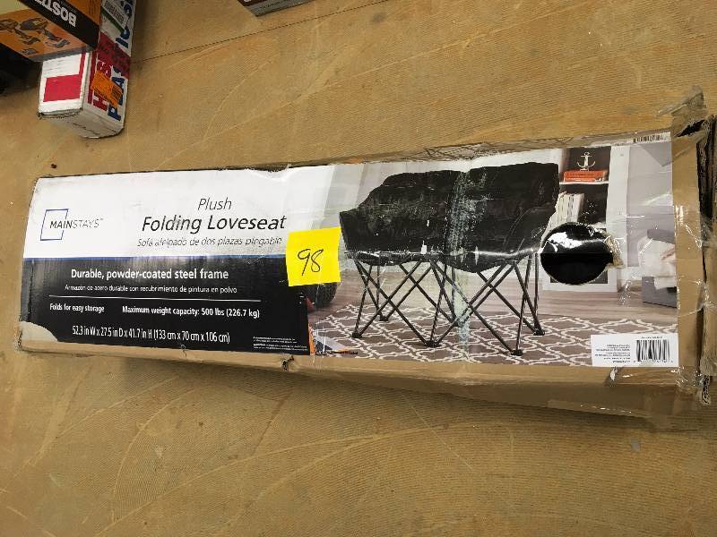 lot 98 image: Mainstays Plush Folding Loveseat - Open Box