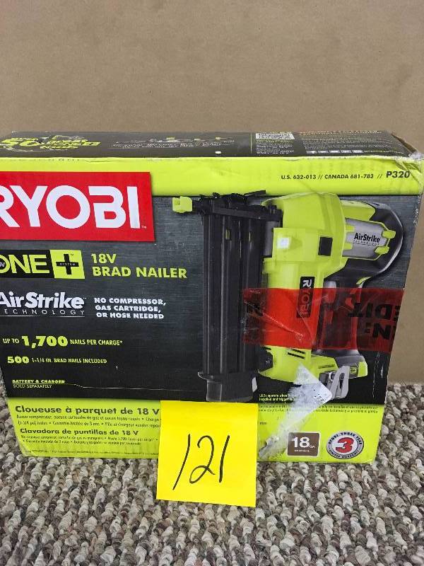 lot 121 image: USED - Ryobi One 18 Volt Brad Nailer - USED