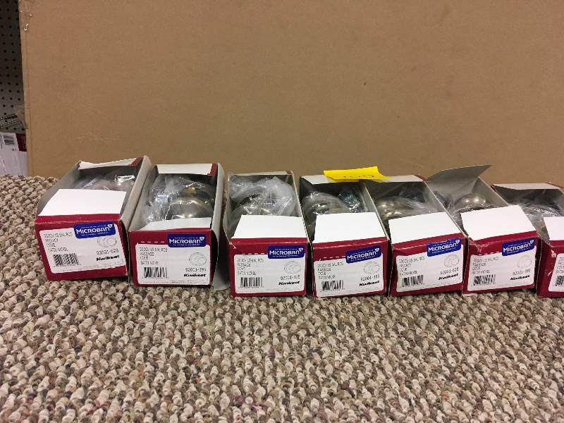 lot 122 image: Kwiket Satin Nickel Door Handles - Lot of 7 - Open Box