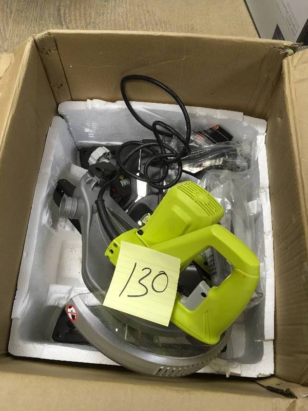 lot 130 image: Ryobi 14-AMP 10 In. Compound Miter Saw in Green - Open Box