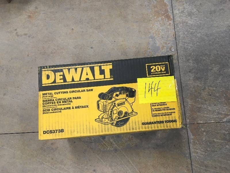 lot 144 image: DEWALT DCS373B 20V Max Lithium Ion Metal Cutting Circular Saw open box never used