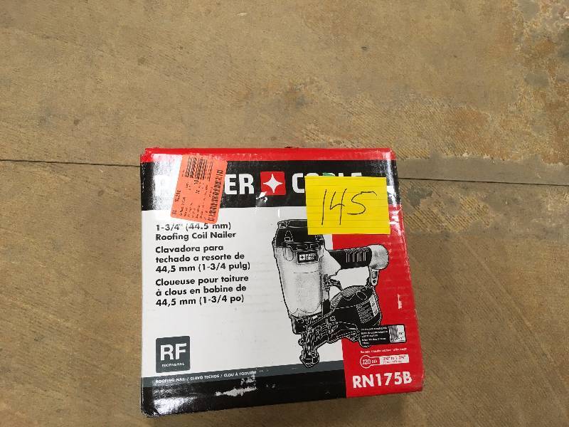 lot 145 image: Porter Cable 15 Degree 1-34 in. Coil Roofing Nailer Not Used