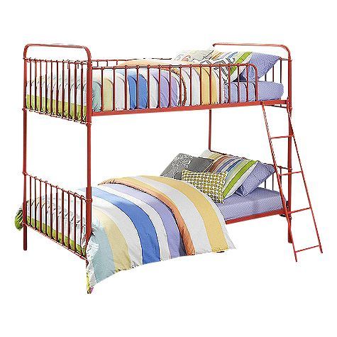 lot 195 image: Novogratz Berkshire Iron Twin Bunk Bed- Red, MSRP $199.99