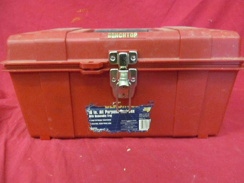 lot 287 image: Bench top tool box, tools