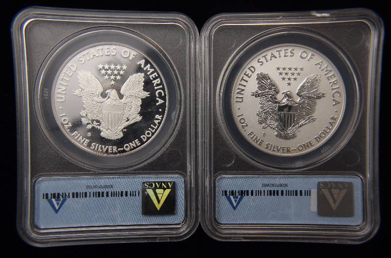 2012-S 2-COIN SET PROOF AMERICAN SILVER EAGLES PR70 RP70 ANACS