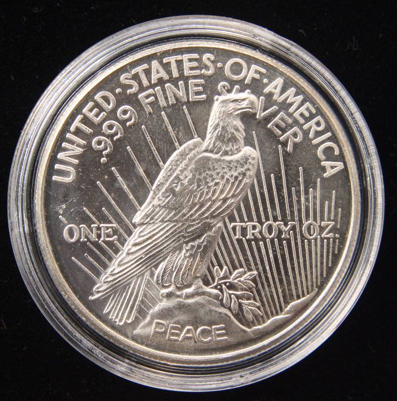 1 TROY OZ. .999 FINE SILVER PEACE DOLLAR DESIGN IN AIRTITE
